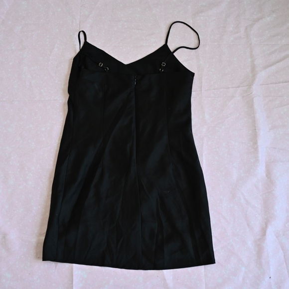 Forever 21 Black Satin Slip Dress w/ Slit – Size S - Picture 2 of 3